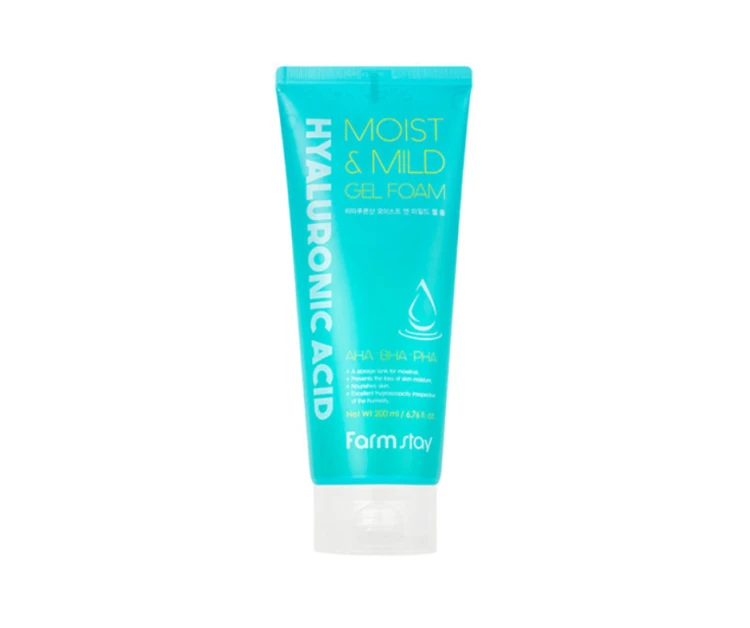 [FarmStay] Żel-pianka do mycia twarzy z kwasem hialuronowym i kwasami AHA, BHA Hyaluronic Acid Moist &amp; Mild Gel Foam, 200 ml.png